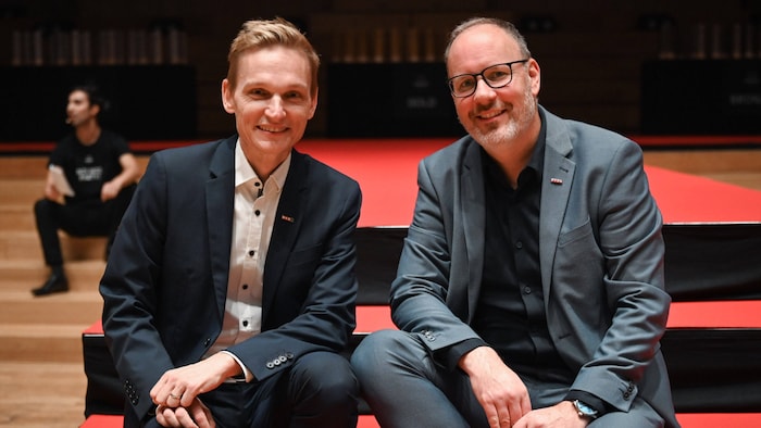 Thomas Oberngruber und Fritz Dallamaßl am roten Teppich, über den die Sieger gingen.