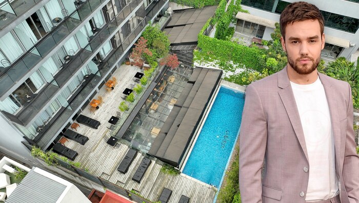 The singer fell from the third floor into this courtyard.