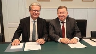 ÖVP-Landeshauptmann Christopher Drexler (links) und Bildungslandesrat Werner Amon  (Bild: Jauschowetz Christian/Christian Jauschowetz)