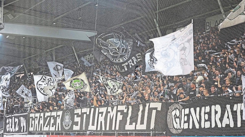 Der Norden der Merkur Arena gehört im Derby wie immer dem SK Sturm (Bild: GEPA/GEPA pictures)