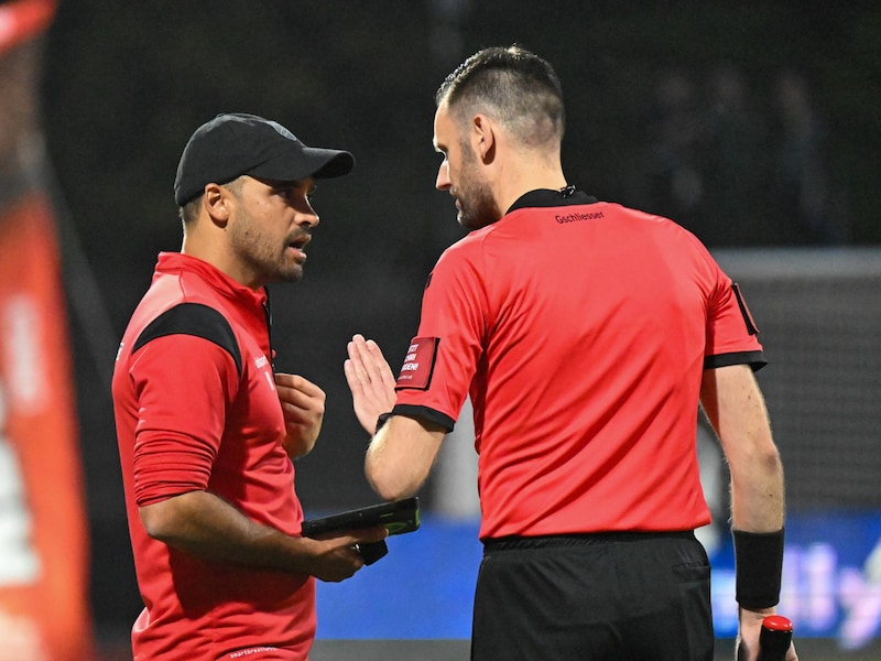 Lustenau-Coach Martin Brenner sah in der Endphase gegen Ried die gelb-rote Karte. (Bild: GEPA pictures)