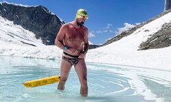 Josef Köberl im Köberlsee am Hintertuxer Glescher.
