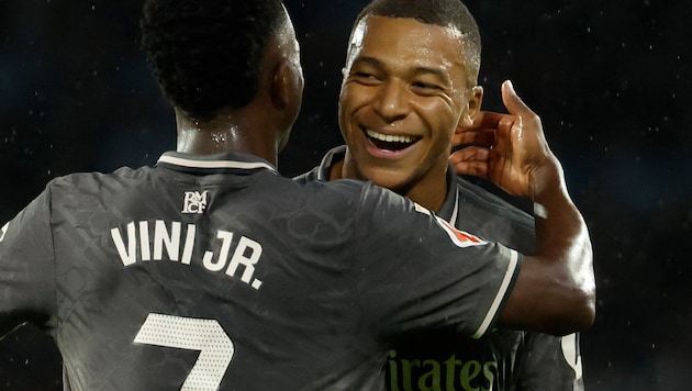 Kylian Mbappe und Vinicus Junior führten Real zum Auswärtssieg. (Bild: AP)