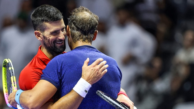 Novak Djokovic und Rafael Nadal (Bild: APA/AFP)