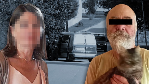 Oleg M. (59) slit Barbara R.'s throat during an argument. He blew himself up in the wine cellar. (Bild: Krone KREATIV/Imre Antal, Privat, Krone KREATIV)