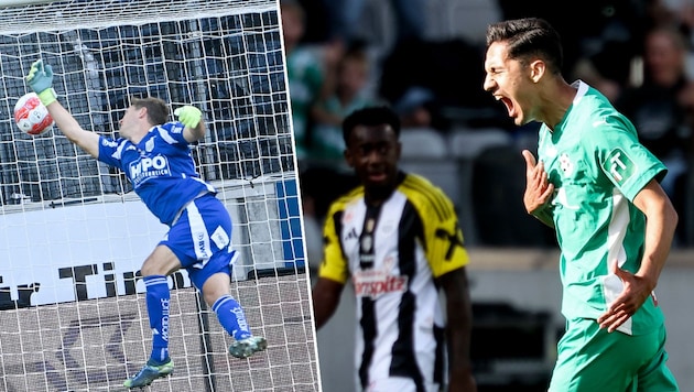 Cem Üstündag scored a stroke of genius - he celebrated after scoring from the halfway line. (Bild: GEPA/GEPA pictures)