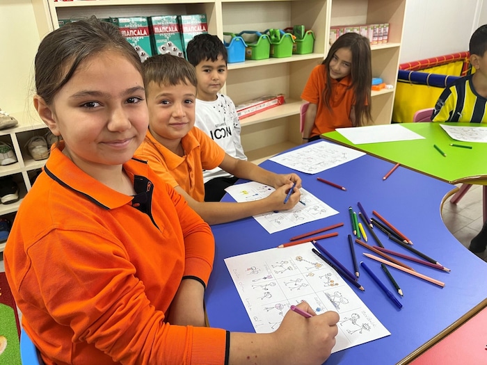 Ten-year-old children on a course against bullying