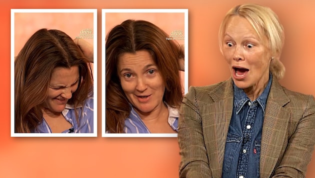 Even Pamela Anderson was shocked when Drew Barrymore ripped out her hair extensions live on air! (Bild: The Drew Barrymore Show)