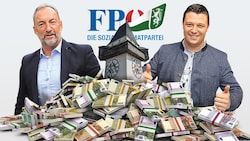 Vorwürfe gegen Grazer Ex-FPÖ-Chef Mario Eustacchio (links): Reisen und Weine über Spesen abgerechnet. KFG-„Aufdecker“ Alexis Pascutti (rechts): „Neuer Schwung in Ermittlungen.“ (Bild: Krone KREATIV/Christian Jauschowetz, stock.adobe)