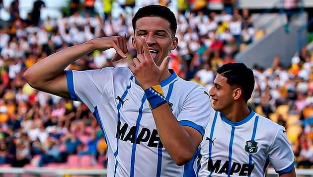 Tarik Muharemovic celebrates his goal against Lecce. (Bild: ZVG)