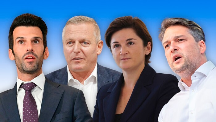 From the left: Udo Landbauer, Mario Kunasek, Marlene Svazek and Dominik Nepp express sharp ...