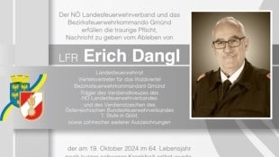 Der Waldviertler Landesfeuerwehrrat Erich Dangl starb im 64. Lebensjahr. (Bild: NÖ LFV)