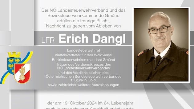 Der Waldviertler Landesfeuerwehrrat Erich Dangl starb im 64. Lebensjahr. (Bild: NÖ LFV)