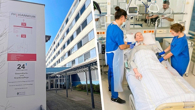 The Eastern Training Center for Nursing and Health of the Province of Styria is located on the site of the Graz University Hospital. (Bild: Krone KREATIV/Mathis Fotografie, Barbara Winkler)