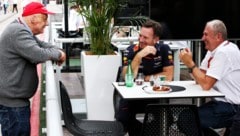 Red Bull team boss Christian Horner (center) recalls an appeal by Niki Lauda (left). (Bild: GEPA/GEPA pictures)