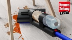 Der Dyson WashG1 soll „alles reinigen: von feinem Staub, kleinen Verschmutzungen und Haaren über Spritzer und verschüttete Flüssigkeiten bis hin zu schwereren Flecken, wie Ketchup, Sirup und Ölfilme oder Zahnpasta.“ (Bild: Krone KREATIV/Dyson)