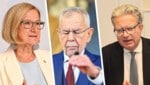 Johanna Mikl- Leitner springt ihrem steirischen Kollegen Christopher Drexler genauso zur Seite wie Thomas Stelzer. Alle drei hätten von Van der Bellen erwartet, Herbert Kickl den Auftrag zur Regierungsbildung zu erteilen. (Bild: Krone KREATIV)