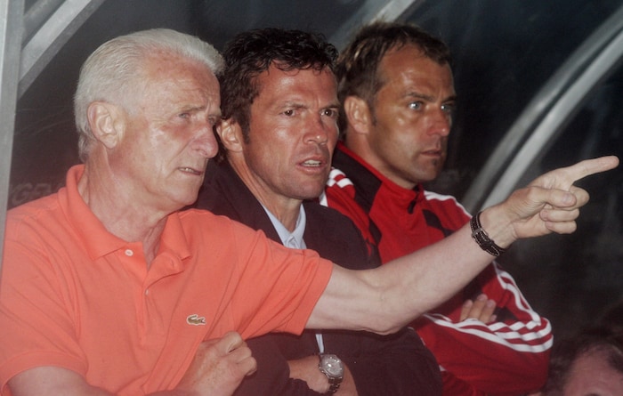 Das Salzburger Trainer-Trio 2006: Giovanni Trapattoni, Lothar Matthäus und Hansi Flick