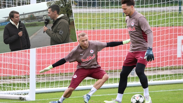 Alexander Schlager or Janis Blaswich (right) - who will be in goal for Salzburg? (Bild: GEPA/krone.tv)