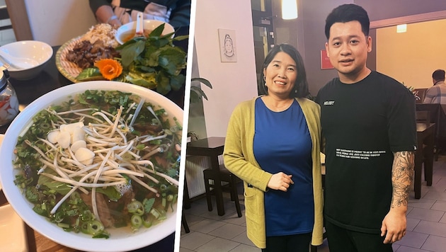 Die Pho wird in Vietnam auch zum Frühstück gegessen. Neben Fischsauce sind Sternanis, Zimt und Ingwer enthalten. Jeden zweiten Tag benötigen Nguyen und seine Mutter 30 Kilo Rinderknochen dafür. (Bild: Krone KREATIV/Viktoria Graf)