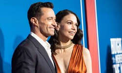 Hugh Jackman und Sutton Foster im Februar 2022 bei der Premiere ihres gemeinsamen Stückes „The ...
