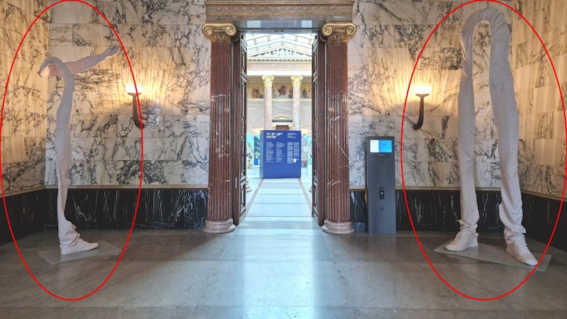 "Arm-Leg" (left) and "Leg-Leg" (right) will greet visitors to Parliament in future. (Bild: zVg, Krone KREATIV)