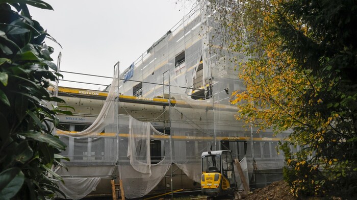 The scaffolding is still up and work is still in progress