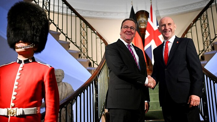 Germany's Defense Minister Boris Pistorius and his British counterpart John Healey