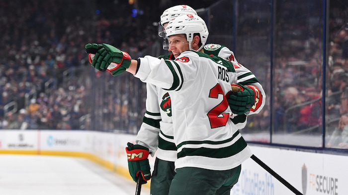 Marco Rossi celebrated a 4-2 win over Tampa Bay with Minnesota.