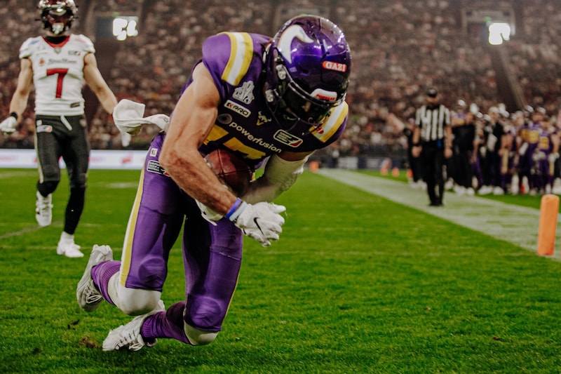 Bei der Finalniederlage der Vikings gegen Rhein Fire erzielte Horn drei Touchdowns. (Bild: Raphael Sperl)