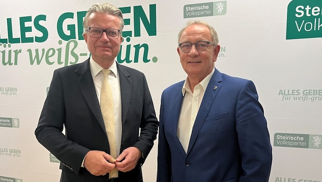 Governor Christopher Drexler presented the core content of his speech on Friday together with ÖVP regional managing director Detlev Eisel-Eiselsberg. (Bild: Baumgartner)