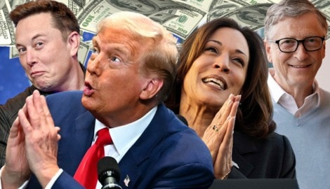 Milliardäre lassen Wahlkampf-Geld regnen: Musk für Trump, Gates (re.) für Harris. (Bild: APA/AFP/Picturedesk/Britta Pedersen, Chandan Khanna, Jim Watson, Stock Adobe, Krone KREATIV)