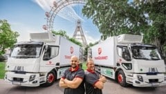 Zwei der elektrischen Lkw mit kräftigen  (Bild: Transgourmet/Stefan Sappert)