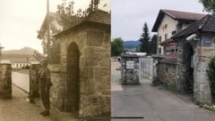 Das Torhaus der Kaserne 1942 und dieselbe Aufnahme von heute. (Bild: Bundesheer)