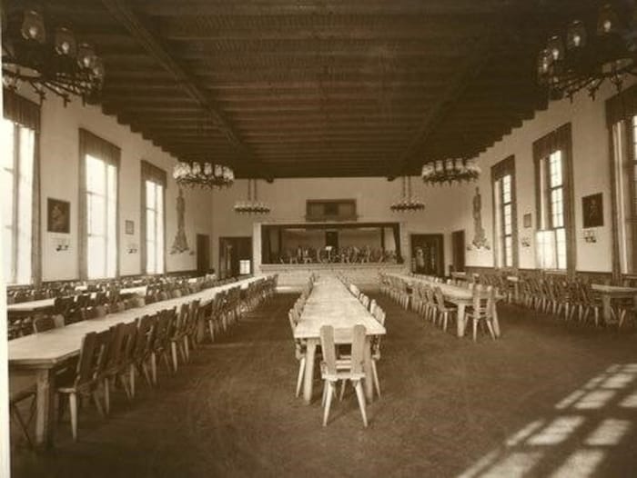 Interior view of the dining hall in 1940.