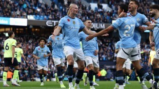 Manchester City jubelt dank Erling Haaland (Mitte).