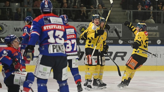 Die Vienna Capitals jubeln.  (Bild: GEPA pictures)