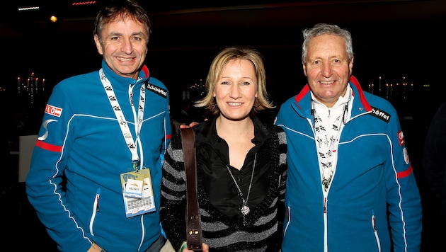 ASP Managing Director Reinhold Zitz, President of the Styrian Ski Association Renate Götschl and long-time ÖSV Head of Press Joe Schmid (from left). (Bild: GEPA pictures)