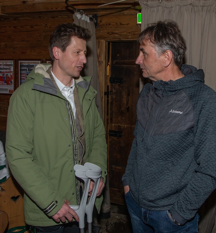 Former world champion Hannes Reichelt and Reinhold Zitz.