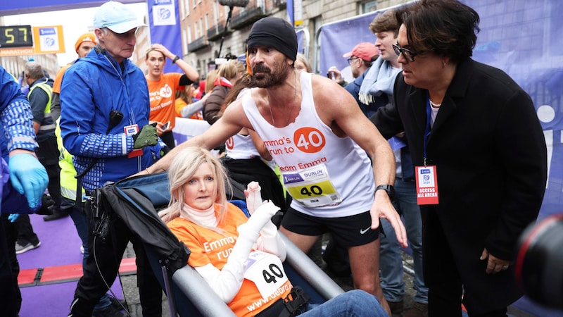 Farrell and Fogarty also wanted to celebrate their 40th birthday with the marathon. (Bild: APA/AP Photo/Peter Morrison)