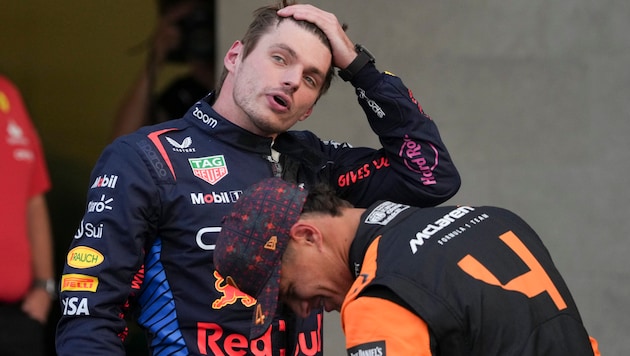 Max Verstappen received a hefty penalty. "Rightly so", as Lando Norris thinks. (Bild: AP ( via APA) Austria Presse Agentur/ASSOCIATED PRESS)