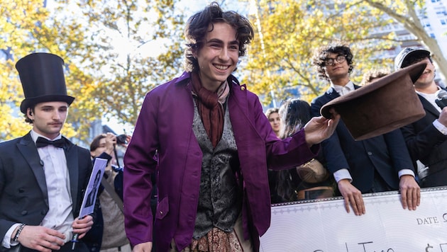 In New York, the search was on for Timothée Chalamet's best lookalike. And the Hollywood star surprisingly mingled with the crowd himself. (Bild: APA/AP Photo/Stefan Jeremiah)