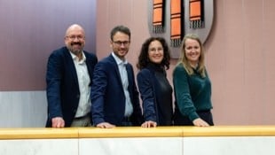 Das erfahrene Quartett bestehend aus Eva Hammerer, Daniel Zadra, Bernie Weber und Christine Bösch-Vetter (v.l.) wird keine Einarbeitungszeit im Landtag benötigen. (Bild: Grüne)