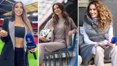 Alina Marzi (mi.) und Kimberly Budinsky (re.) moderieren in Österreich, Maria Luisa Jacobelli (li.) in Italien. (Bild: instagram.com/alinamarzi, instagram.com/marialuisajacobelli_, Scharinger © 2024, Gerhard Dittrich)