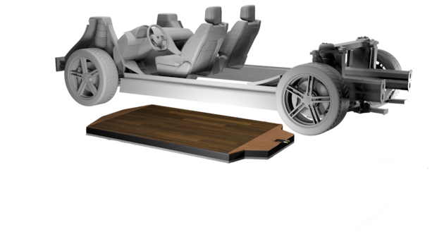 Soon to be reality: wooden battery tray for a car (Bild: TU Graz)