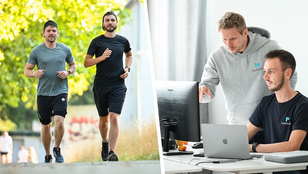 Lukas Krainz (left) and Mathias Maier founded Vereinsplaner five years ago. The two also share a passion for running. (Bild: Krone KREATIV/Markus Wenzel (2))