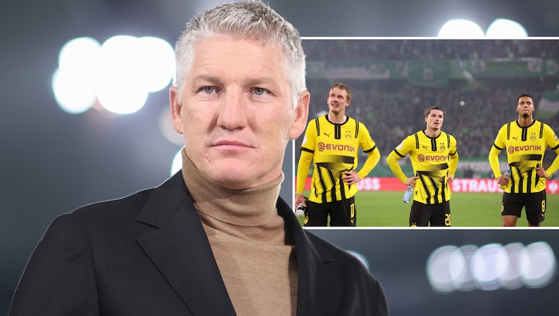 Bastian Schweinsteiger (left) predicts stormy times ahead for Marcel Sabitzer (small picture; center) and Co. (Bild: AFP/Ronny HARTMANN)