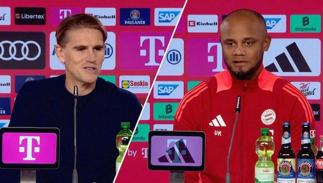 Christoph Freund (left) and Vincent Kompany (Bild: AFP/SID)