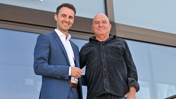 Better times: René Esterbauer with Carlus Padrissa from La Fura dels Baus, who staged the ...