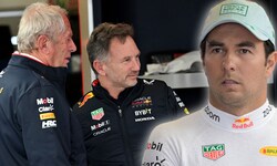 Die Geduld der Red-Bull-Bosse Helmut Marko (li.) und Teamchef Christian Horner (mi.) mit Sergio ...